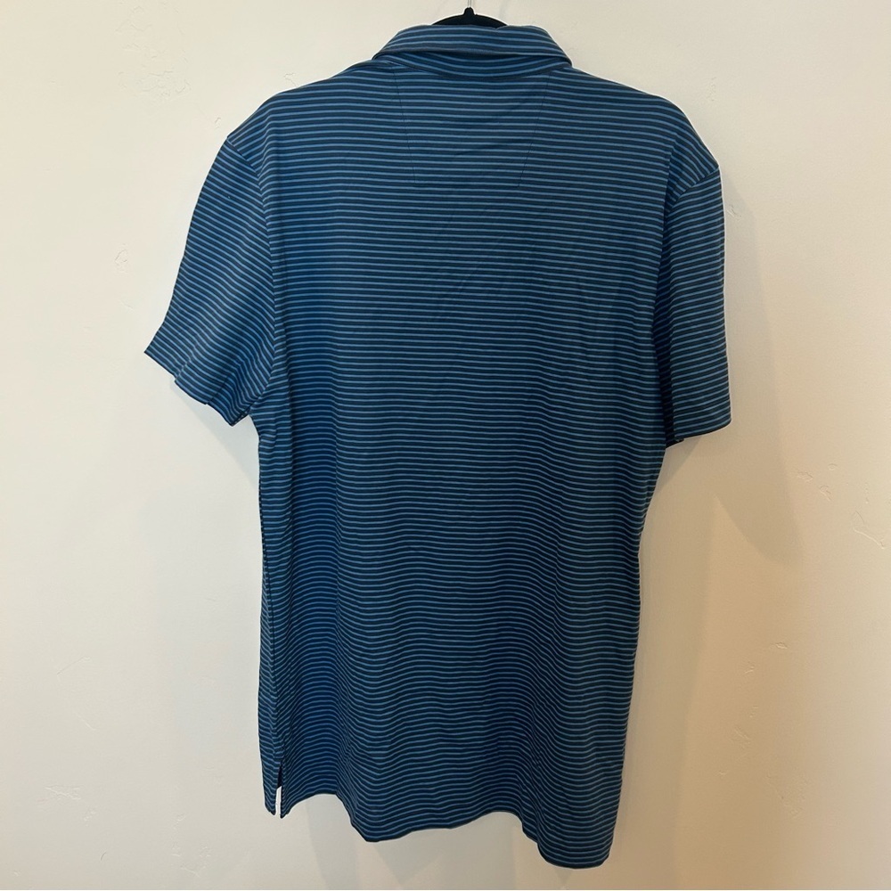Mack Weldon Pima T-Shirt Polo, Navy Crosswind - Pinpoint Stripe, XL - Picture 3 of 4